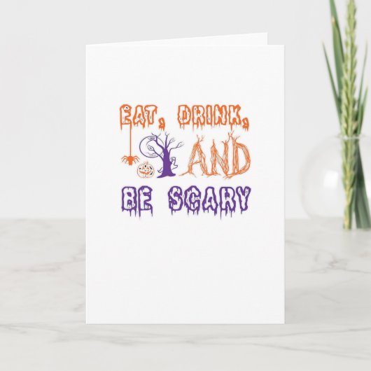 Eet, drink en wees eng grappig trendy kaart (Voorkant)