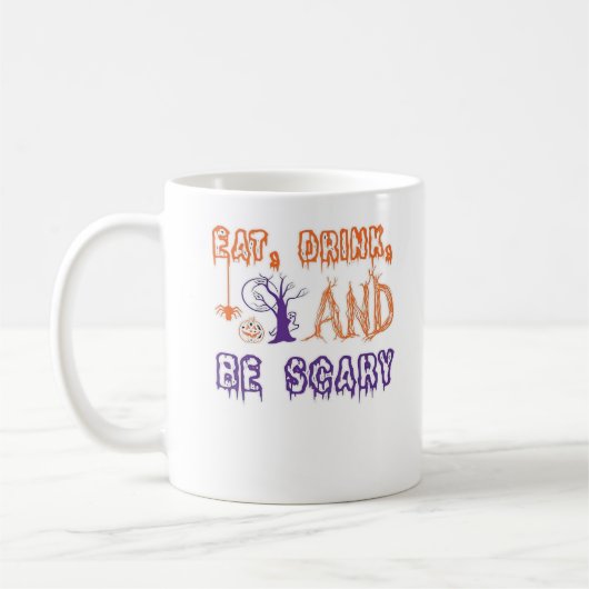 Eet, drink en wees eng grappig trendy koffiemok (Links)