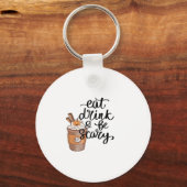 Eet, drink en wees eng grappig trendy sleutelhanger (Voorkant)