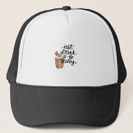 Eet, drink en wees eng grappig trendy trucker pet (Voorkant)