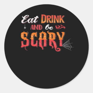 Eet, drink en wees eng grappig vintage ronde sticker