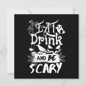 Eet Drink en wees eng grappig zwart wit horror Kaart (Voorkant)
