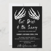 Eet Drink en wees eng grijs Halloween Party Kaart (Voorkant)