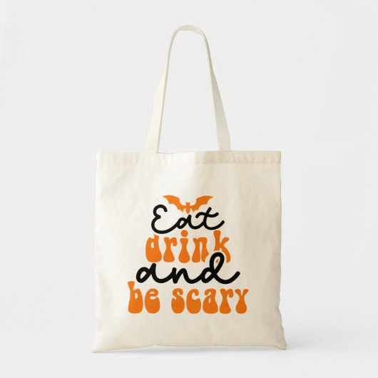 Eet Drink en wees eng Groovy Retro Tote Bag (Voorkant)