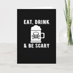 Eet, drink en wees eng Halloween Bier Vintage Kaart