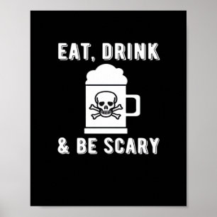 Eet, drink en wees eng Halloween Bier Vintage Poster