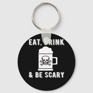 Eet, drink en wees eng Halloween Bier Vintage Sleutelhanger