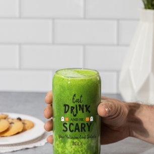 Eet, drink en wees eng Halloween Blikvorm Glas