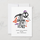Eet Drink en wees eng Halloween Classroom Kaart (Voorkant)