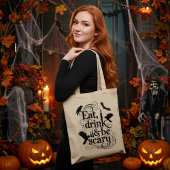 Eet Drink en wees eng Halloween Crow en Bat Tote Bag