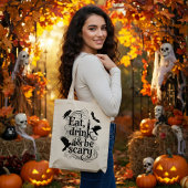 Eet Drink en wees eng Halloween Crow en Bat Tote Bag