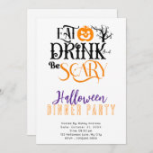 Eet Drink en wees eng Halloween Dinner Party Kaart (Voorkant / Achterkant)