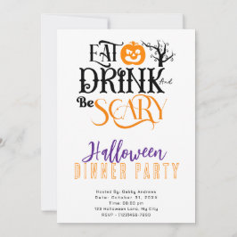 Eet Drink en wees eng Halloween Dinner Party Kaart
