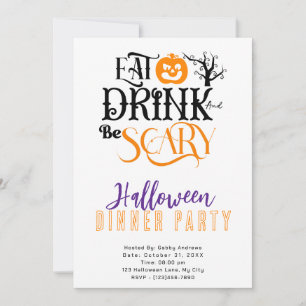 Eet Drink en wees eng Halloween Dinner Party Kaart