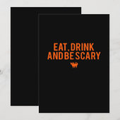 Eet, drink en wees eng Halloween-fan tekst kunst E Feestdagenkaart (Voorkant / Achterkant)
