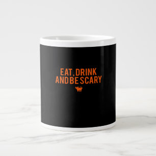 Eet, drink en wees eng Halloween-fan tekst kunst E Grote Koffiekop