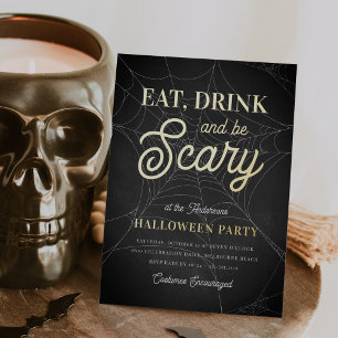 Eet, drink en wees eng Halloween-feest Folie Uitnodiging