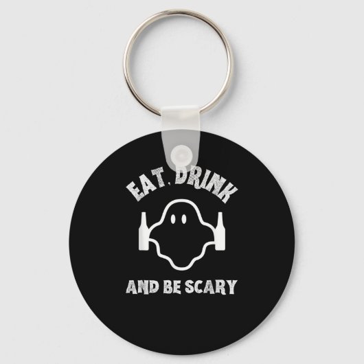 Eet, drink en wees eng Halloween-feest grappige ge Sleutelhanger (Voorkant)