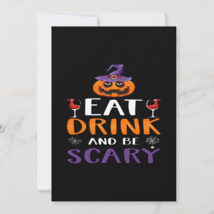 Eet, drink en wees eng Halloween-feest heksendrank Feestdagenkaart