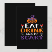 Eet, drink en wees eng Halloween-feest heksendrank Feestdagenkaart (Voorkant / Achterkant)