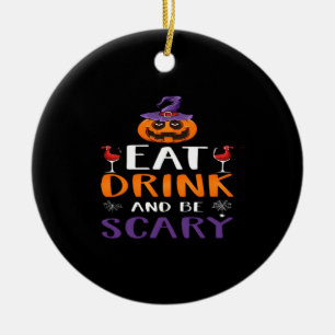 Eet, drink en wees eng Halloween-feest Heksendrink Keramisch Ornament