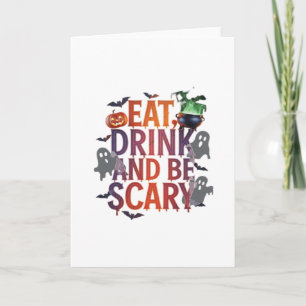 Eet, drink en wees eng Halloween-feest Spoken Desi Kaart