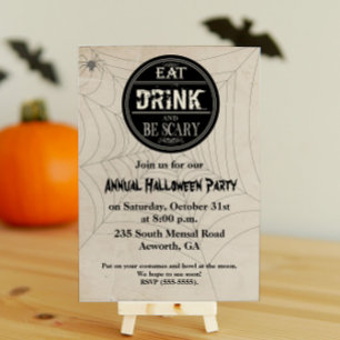 Eet, drink en wees eng Halloween-feest uitnodiging