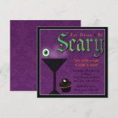 Eet, drink en wees eng Halloween-feest uitnodiging (Voorkant / Achterkant)