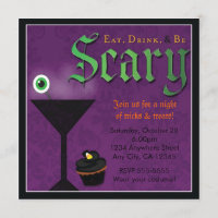 Eet, drink en wees eng Halloween-feest uitnodiging