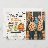 Eet, drink en wees eng Halloween-feestfoto Kaart (Voorkant)