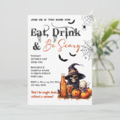 Eet Drink en wees eng Halloween feestuitnodiging Kaart (Staand voorkant)