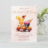 Eet Drink en wees eng Halloween feestuitnodiging Kaart (Staand voorkant)