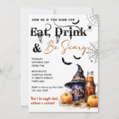 Eet Drink en wees eng Halloween feestuitnodiging Kaart (Voorkant)