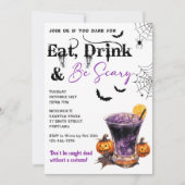 Eet Drink en wees eng Halloween feestuitnodiging Kaart (Voorkant)