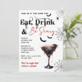 Eet Drink en wees eng Halloween feestuitnodiging Kaart (Staand voorkant)