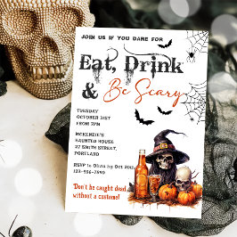 Eet Drink en wees eng Halloween feestuitnodiging Kaart