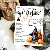 Eet Drink en wees eng Halloween feestuitnodiging