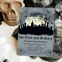 Eet Drink en wees eng Halloween feestuitnodiging