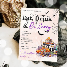 Eet Drink en wees eng Halloween feestuitnodiging Kaart