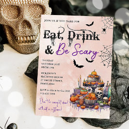 Eet Drink en wees eng Halloween feestuitnodiging Kaart