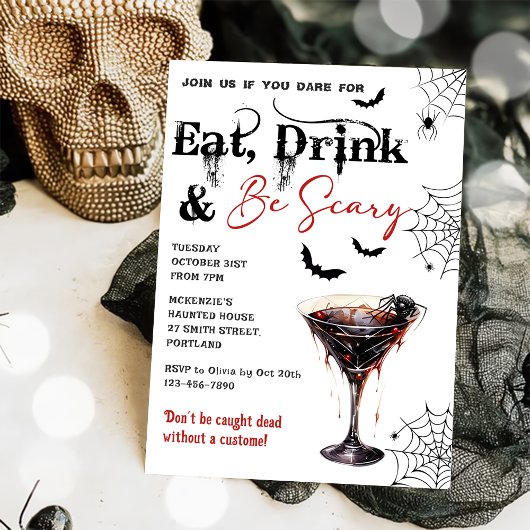 Eet Drink en wees eng Halloween feestuitnodiging Kaart