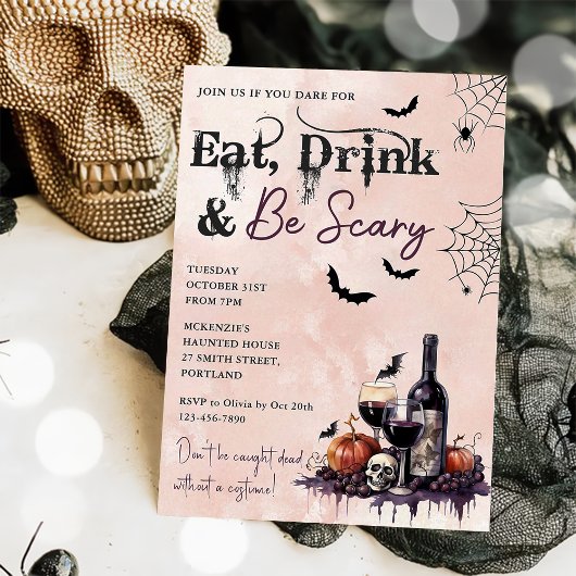 Eet Drink en wees eng Halloween feestuitnodiging Kaart