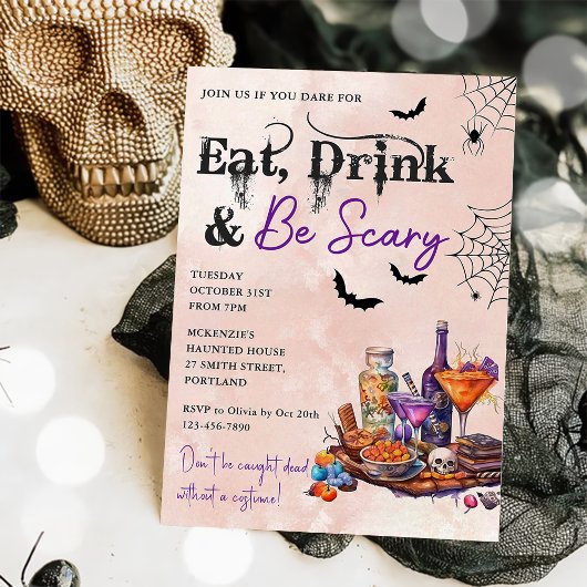 Eet Drink en wees eng Halloween feestuitnodiging Kaart