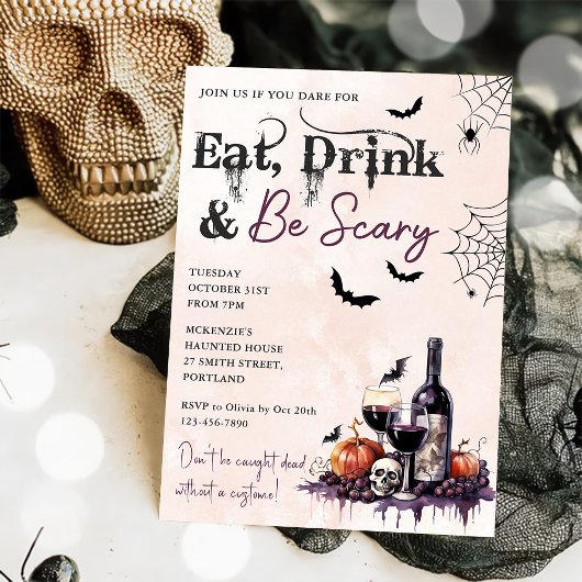 Eet Drink en wees eng Halloween feestuitnodiging Kaart
