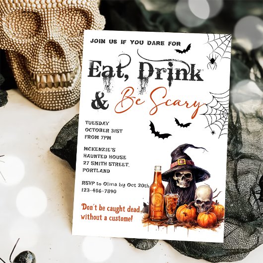 Eet Drink en wees eng Halloween feestuitnodiging Kaart