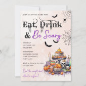 Eet Drink en wees eng Halloween feestuitnodiging Kaart (Voorkant)