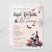 Eet Drink en wees eng Halloween feestuitnodiging Kaart (Voorkant)