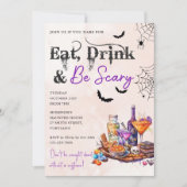Eet Drink en wees eng Halloween feestuitnodiging Kaart (Voorkant)