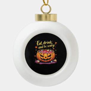 Eet, drink en wees eng Halloween-filmavond Keramische Bal Ornament