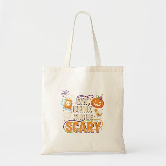 Eet Drink en wees eng Halloween Funny Party Tote Bag (Voorkant)
